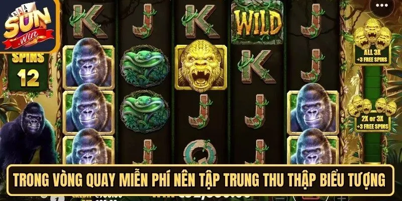 Gorilla Mayhem Sunwin - Siêu Phẩm Nổ Hũ Rừng Xanh 4 Sunwin Trong vòng quay miễn phí nên tập trung thu thập biểu tượng Gorilla